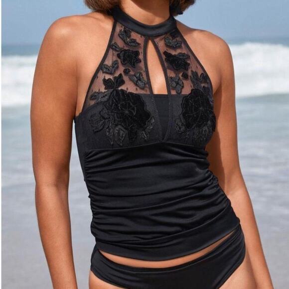 Anita Naithani Black Tankini Bathing Suit Top Size L - Picture 9 of 9